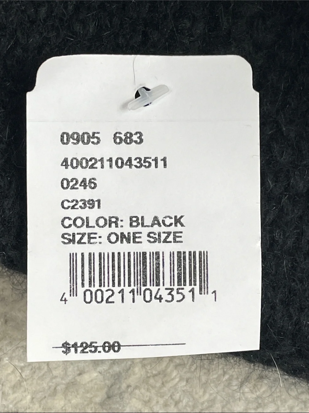 NWT Furlux C2391 Black Crystal Star Angora Nylon Knit Beanie Ski Hat